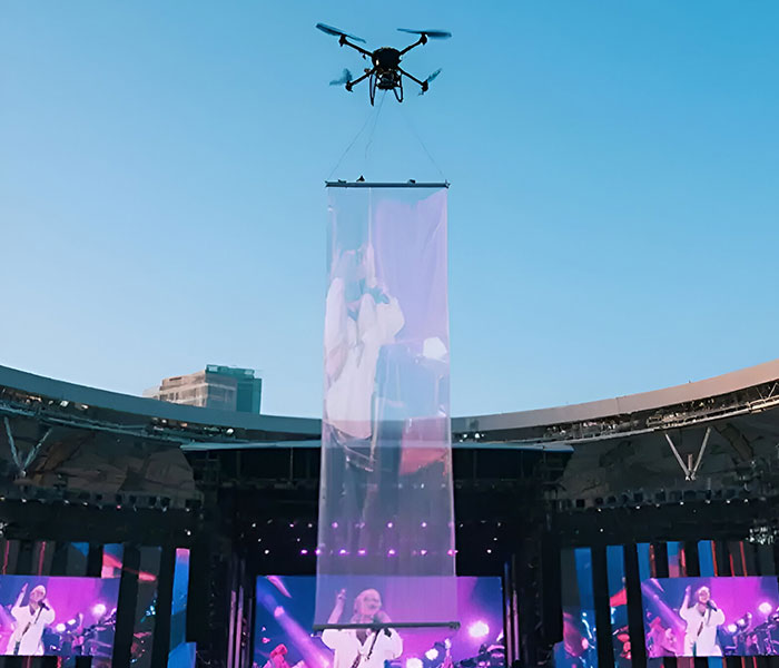 Flying Display Films Installation Sydney at live event